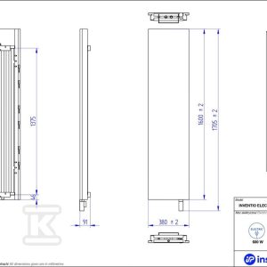 Grzejnik elektryczny Instal Projekt Inventio Electro biały/silk ekran biały c34 40×160 cm INVE-40/160E34+GH-06C1