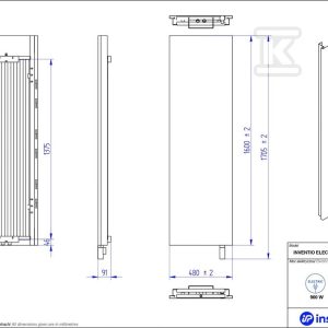 Grzejnik elektryczny Instal Projekt Inventio Electro biały/silk ekran biały c34 50×160 cm INVE-50/160E34+GH-09C1