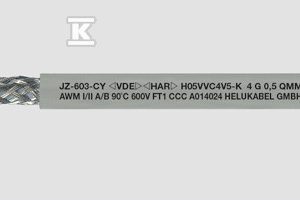 Przewód sterowniczy PVC wg UL/CSA, ekranowany OZ-603-CY 2×1 mm2 szary, żyły czarne numerowane wg DIN VDE 0293-334 83711