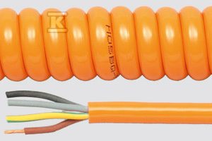 Przewód spiralny PUR, ekranowany PUR-SPIKA H07BQ-F 2×1,5 mm2 pomarańczowy, długość spirali przed rozciągnięciem: 3000 mm 85372