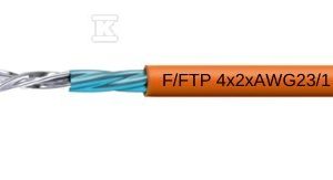 Kabel LAN F/FTP 4x2xAWG23/1 FRNC pomarańczowy, cat. 6A, 500 MHz, CPR: B2ca 18048557