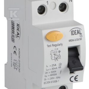 Wyłącznik różnicowo-prądowy, 2P KRD6-2/25/30 KANLUX IDEAL TS 23180