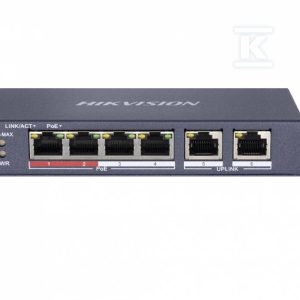 Przełącznik PoE 6-portowy, 1 port 10/100 Mbps HiPoE, 3 porty 10/100 Mbps PoE, 2 porty 10/100 Mbps RJ45 DS-3E0106P-E/M