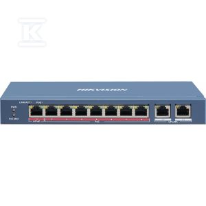 Przełącznik sieciowy 1xFE(PoE+) + 7xFE(hPoE) + 2×10/100/1000 Mbps niezarządzalny DS-3E0310HP-E
