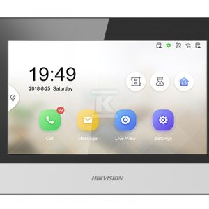 Stacja wewnętrzna interkomu 2 generacji, kolorowy ekran dotykowy 7 cali, rozdzielczość 1024×600 CZARNA DS-KH6320-WTE1