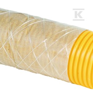 Rura drenarska PVC DN/OD 125×113, zwój 50m, SN4, z filtrem z PP, typ TP (w pełni sącząca – perforacja na całym obwodzie 360 st.), falista, kolor żółty /50m/ 1532125740