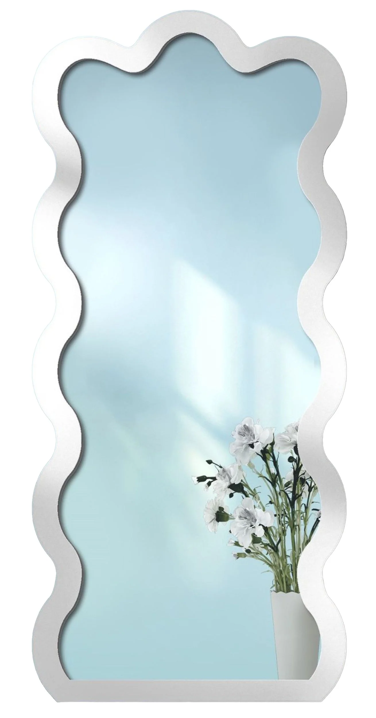 Lustro ścienne Wave 154×70 cm w białej ramie