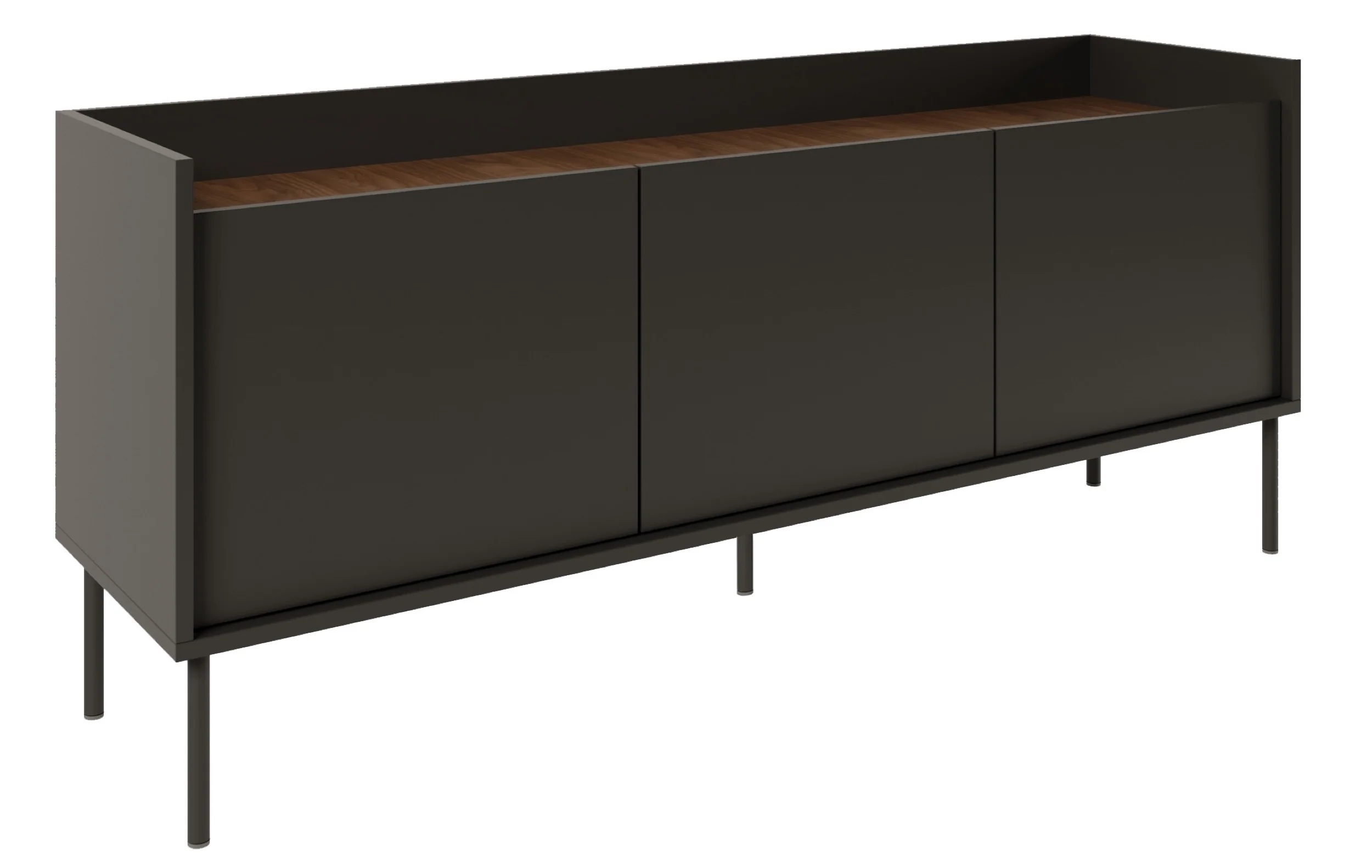 Szafka RTV Tovi trzydrzwiowa 140 cm czarny/orzech wisconsin