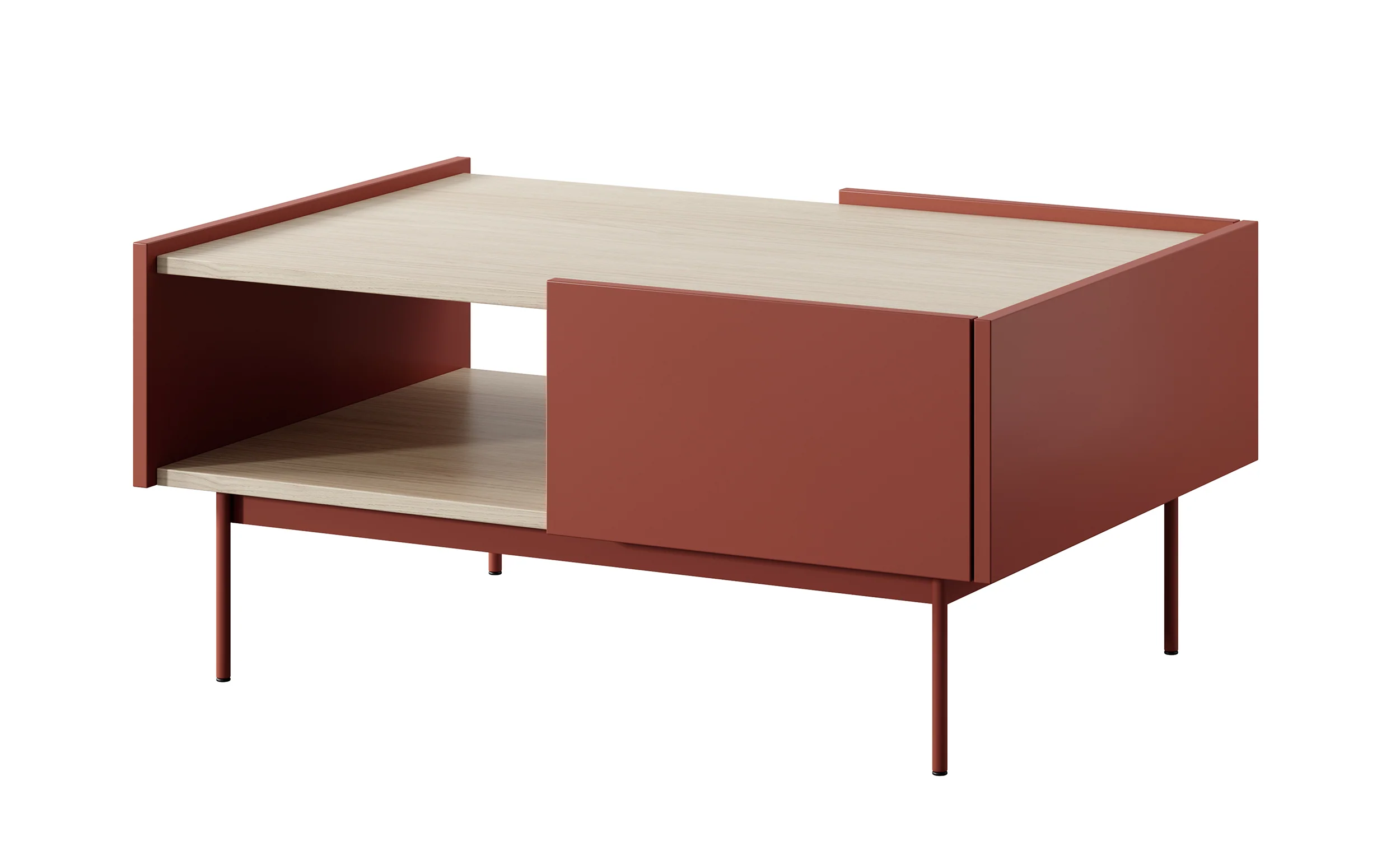Stolik kawowy Color 97×65 cm z szufladami Ceglasty / Dąb Linea