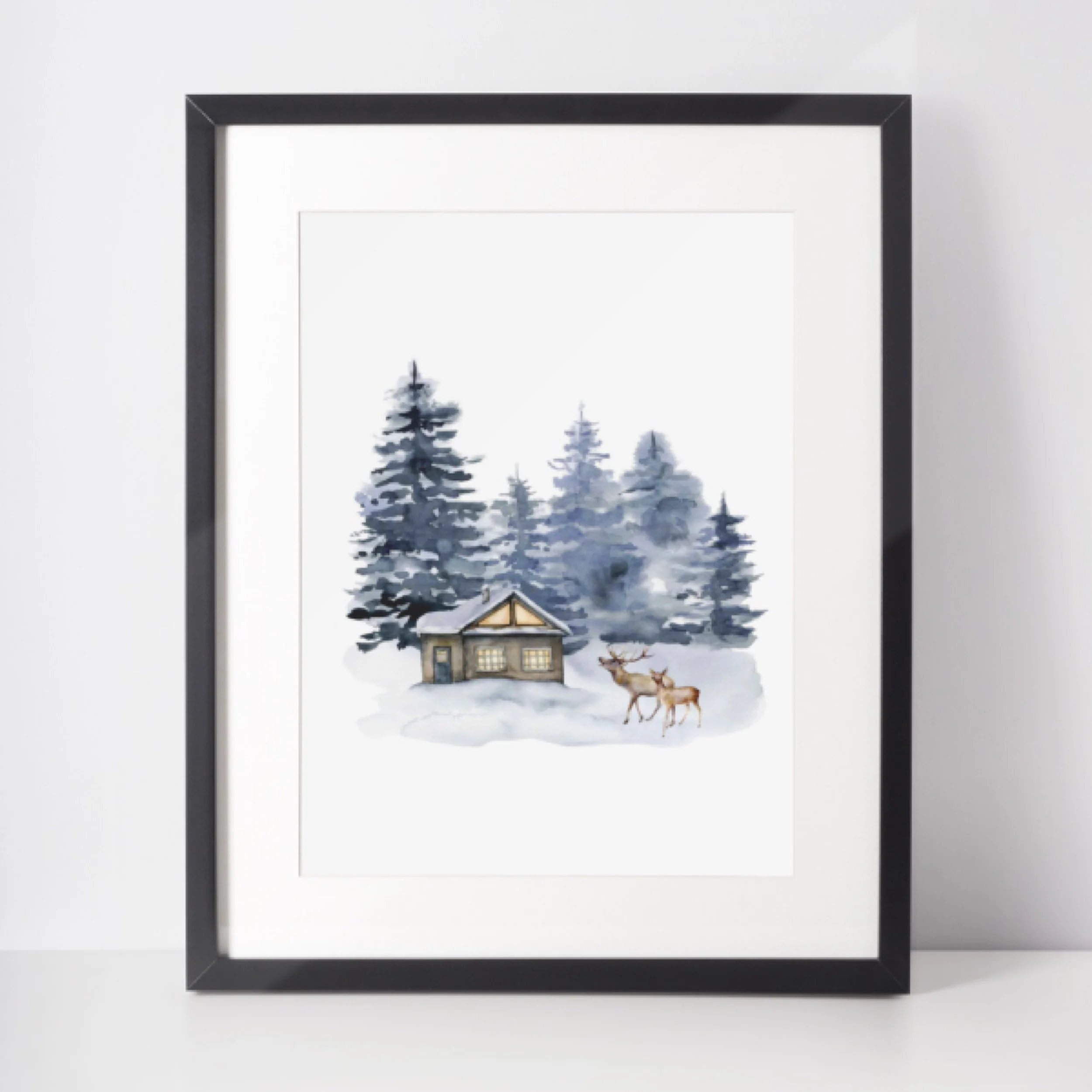 Plakat świąteczny Winter 30×40 cm chatka w lesie