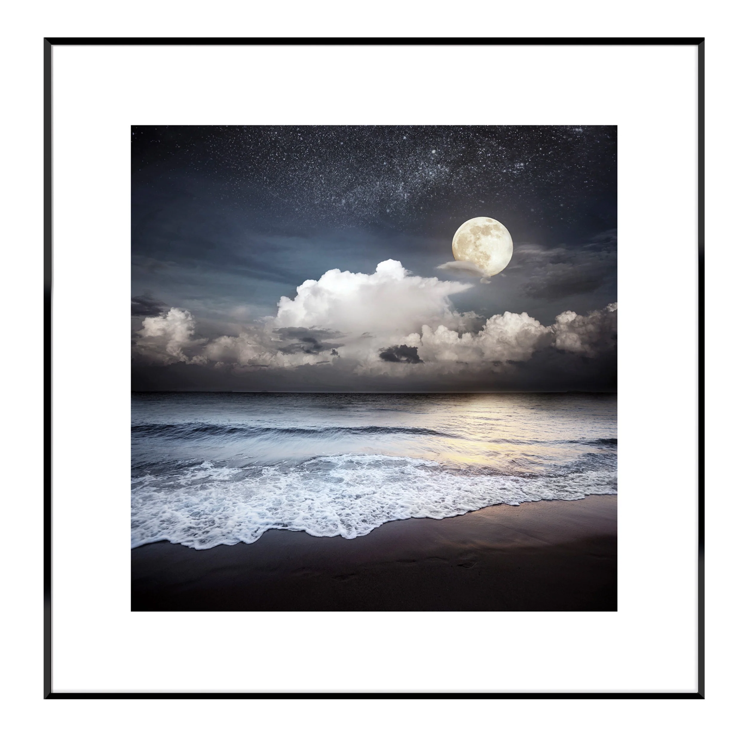 Obraz w czarnej ramie Moon Beach 50×50 cm