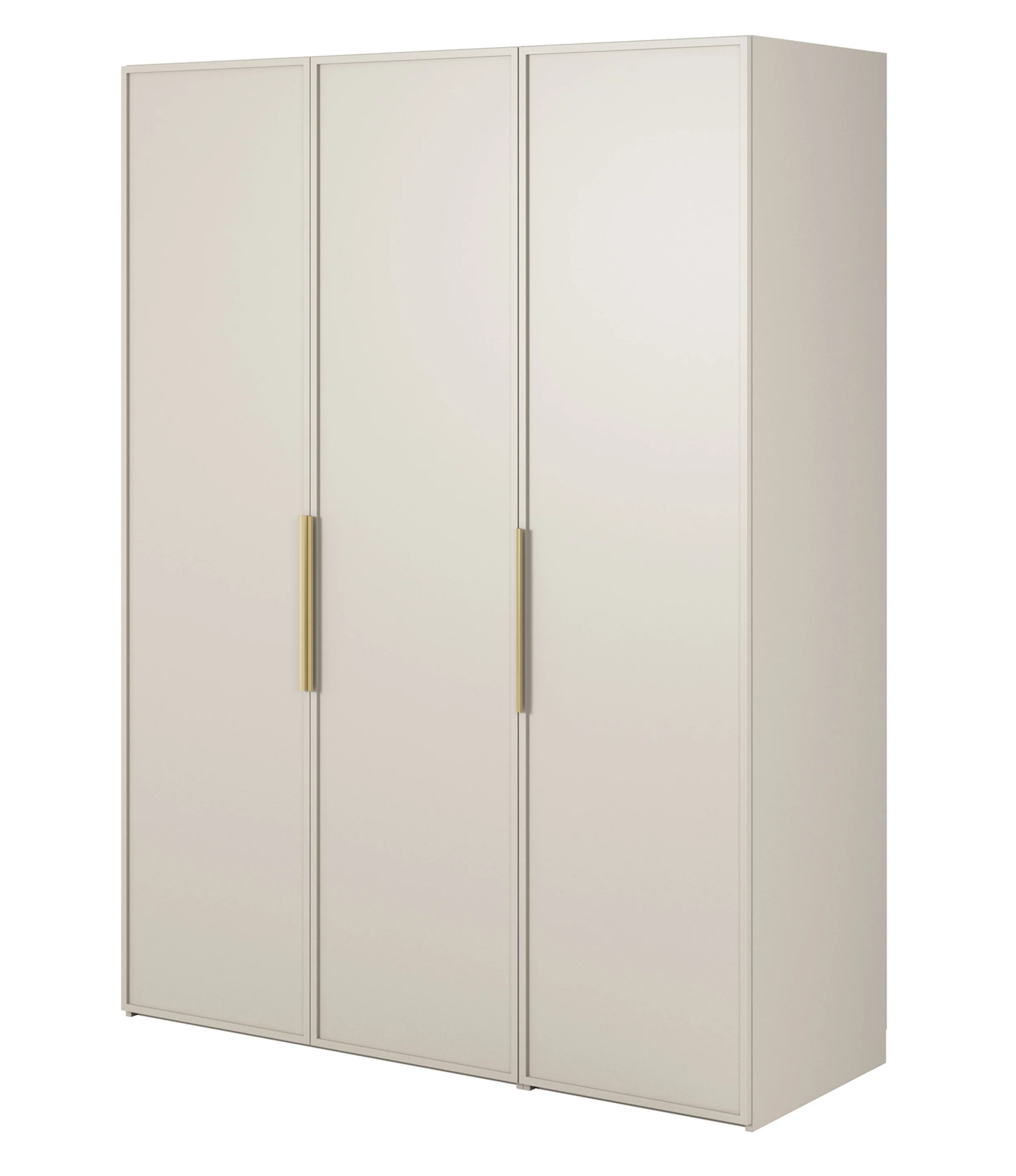 Szafa trzydrzwiowa Frame z długim drążkiem, siedmioma półkami i kontenerkiem 150 cm Szary beż