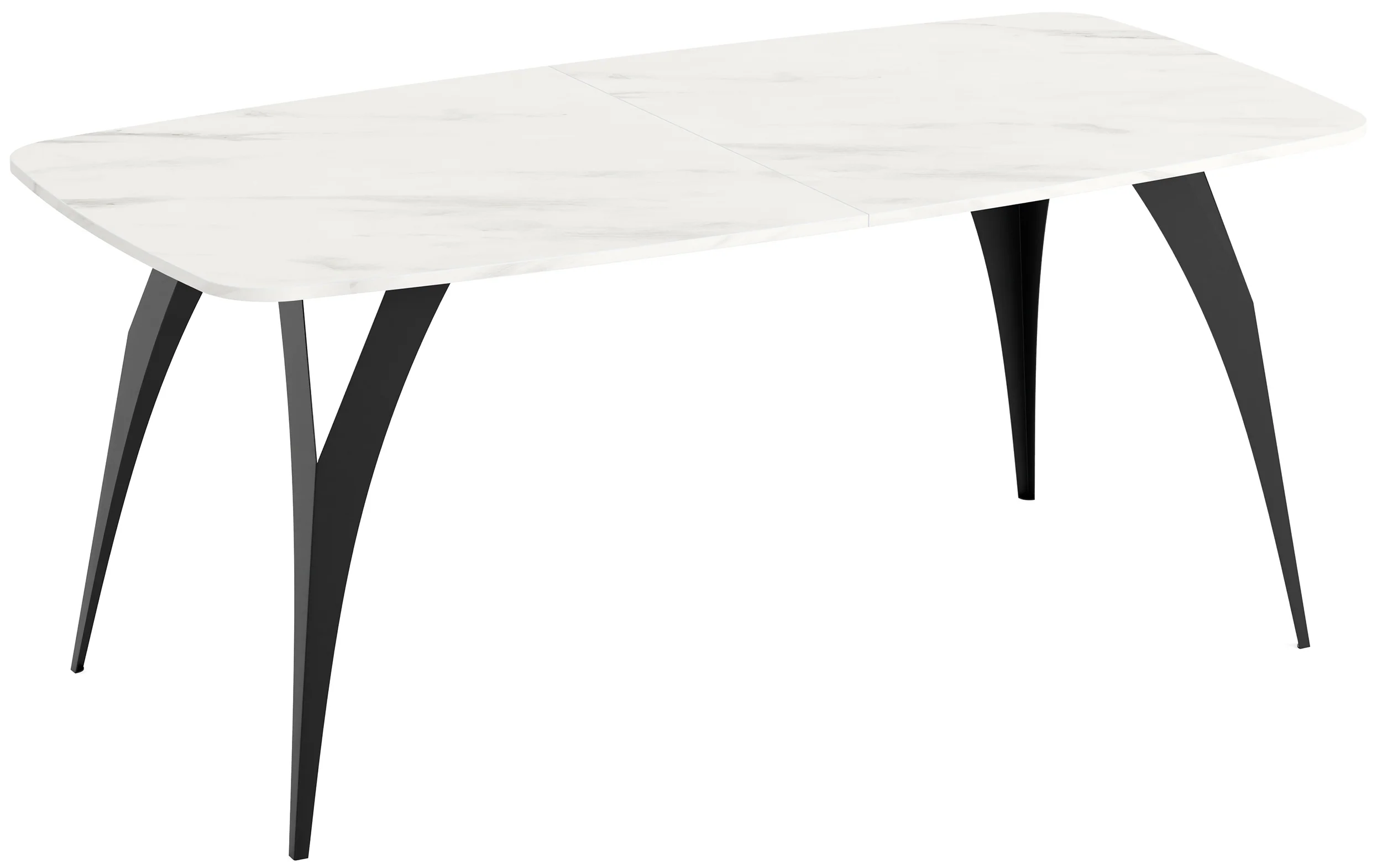 Stół rozkładany do jadalni Diffini 180-280×90 cm Marmur Bianco z czarnymi nogami