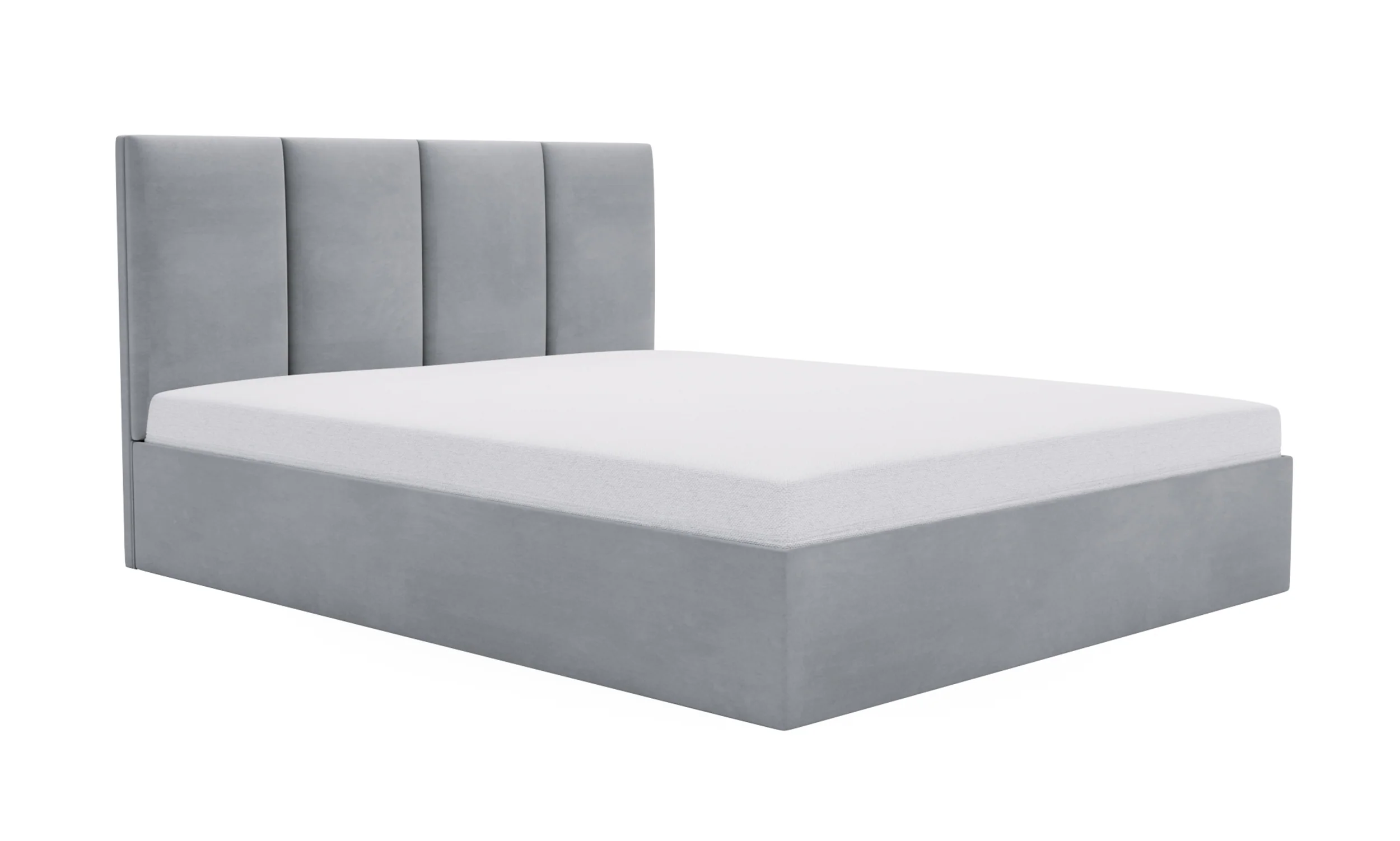 Łóżko tapicerowane 180×200 cm Drimmi z pojemnikiem jasnoszare velvet hydrofobowy