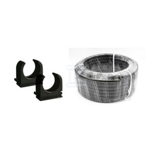 Rura karbowana RKSGD-UV E25/50mb czarna z pilotem, średnica zewnętrzna 25mm, średnica wewnętrzna 19mm /w krążku 50mb/+uchwyt otwarty, bezhalogenowy, UV odporny 25mm kolor czarny, opakowanie 100 sztuk DLV037