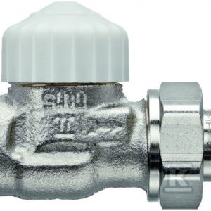 Zawór termostatyczny V-exakt II DN15 niklowany, kapa biała, prosty, z nastawą wstępną 3712-02.000